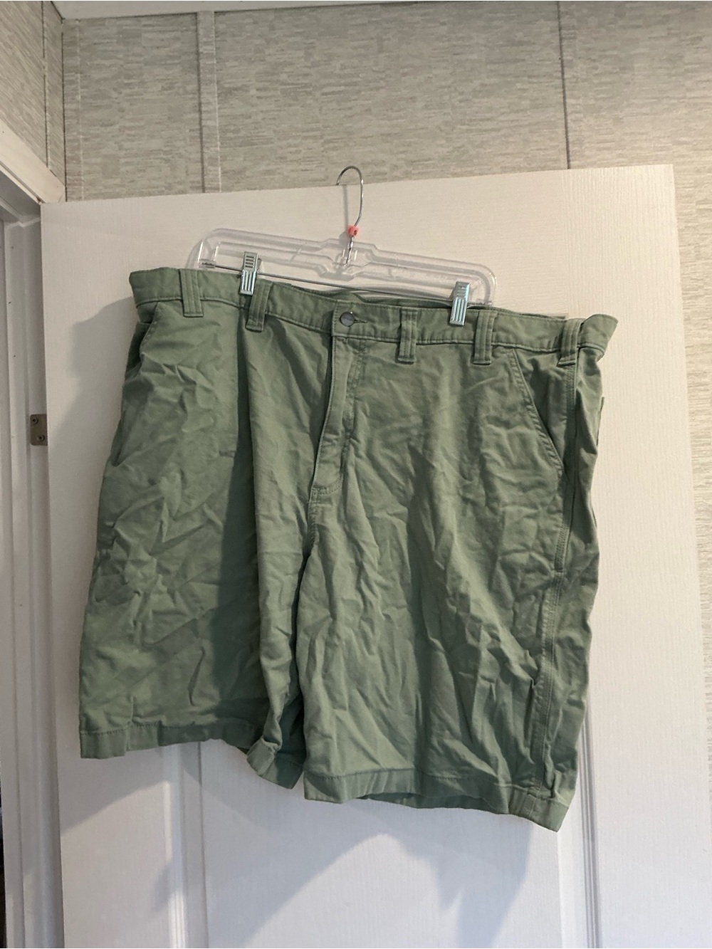 Carhartt Olive Green Flat-Front Cotton Shorts 46 Euc